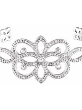Sterling Silver Granulated Cuff Bracelet 6.5in - Artisan Petite Granulation, USA